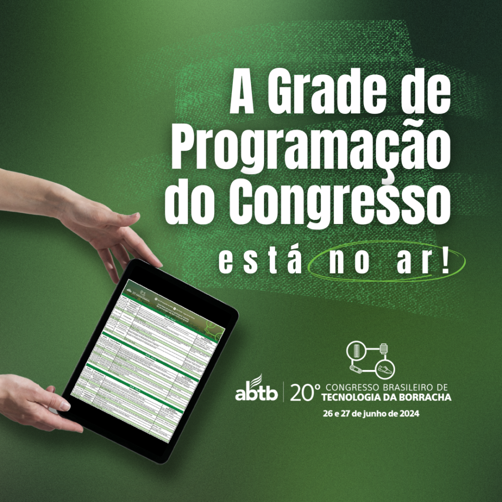 PROGRAMAÇÃO DO 20º CONGRESSO BRASILEIRO DE TECNOLOGIA DA BORRACHA